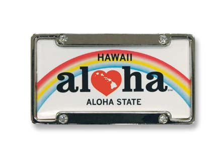 Hawaii aloha heat rainbow licence plate