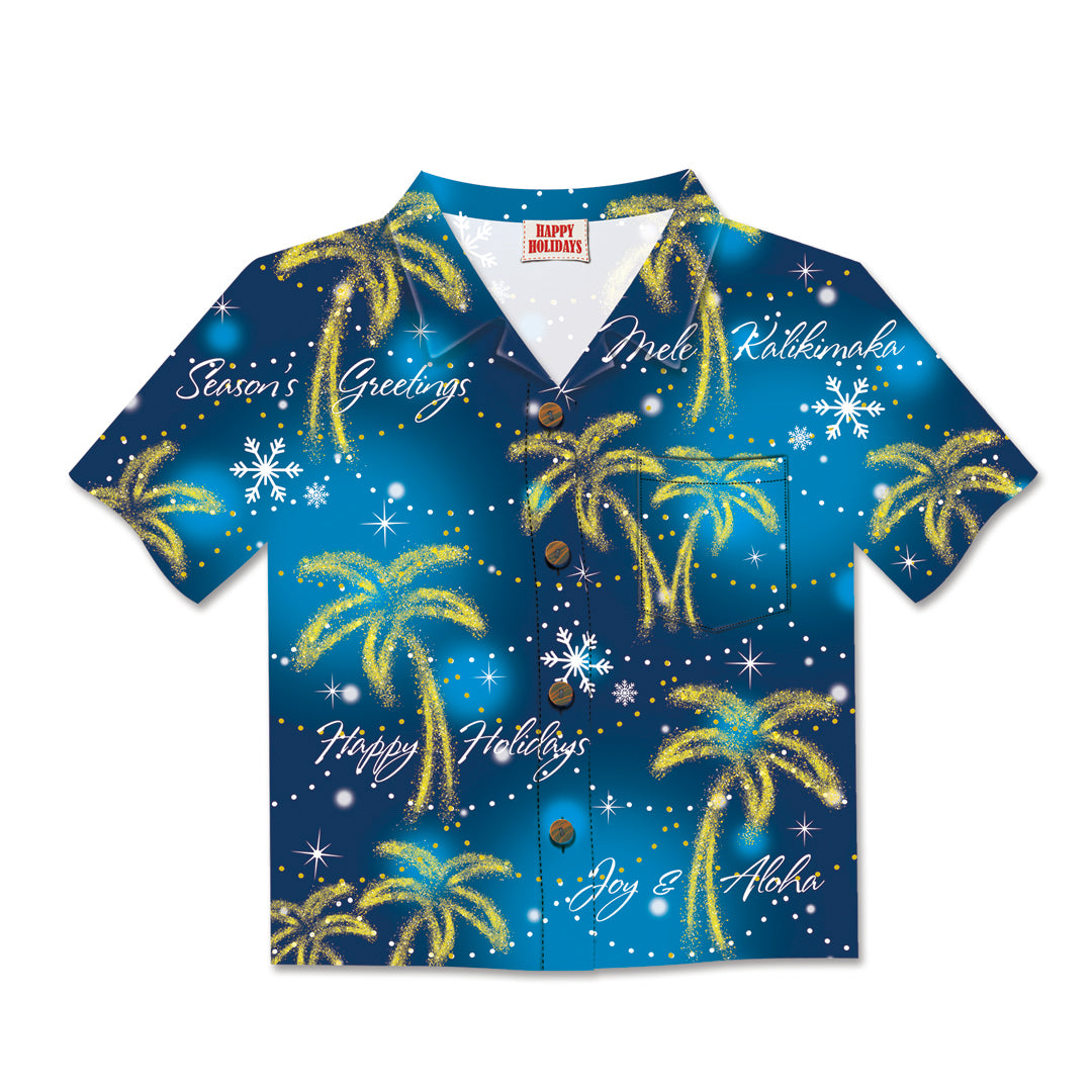 Aloha Shirt Christmas Cards, Joyful Palms, 8-Pack