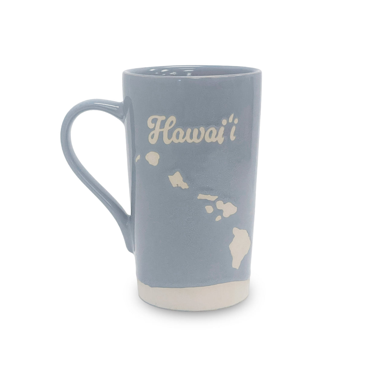 Blue mug with 'Hawaii' and map design on a white background