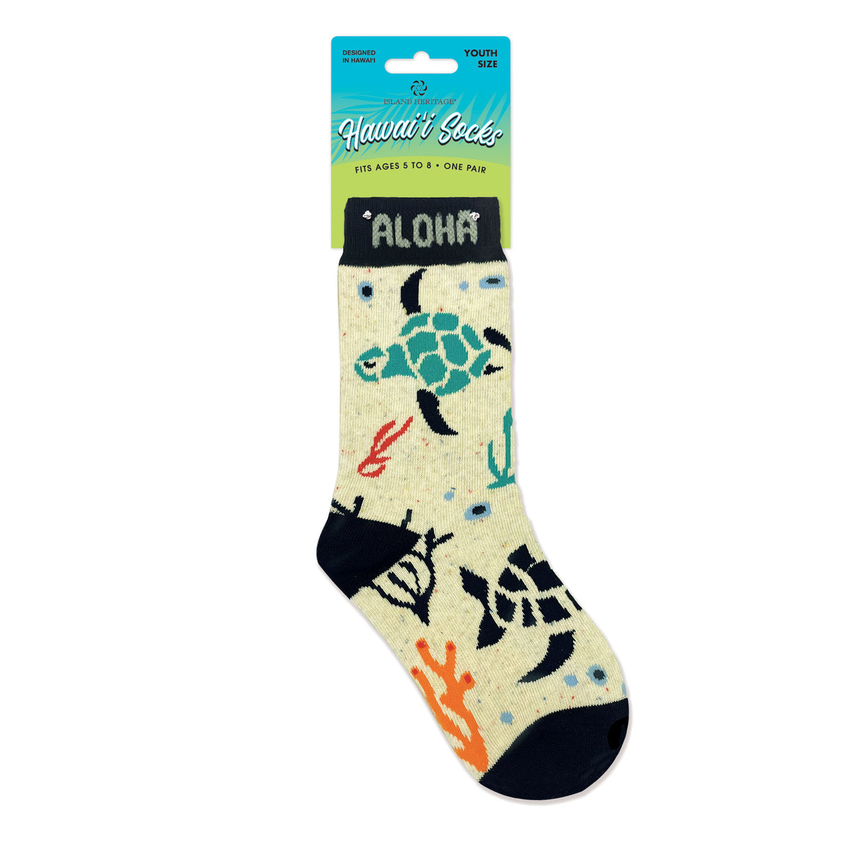 Sock with turtle design on a white background