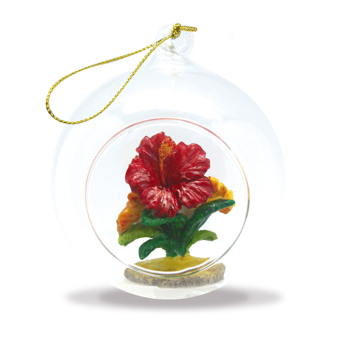 Decorative ornament with a hibiscus flower design on a white background
