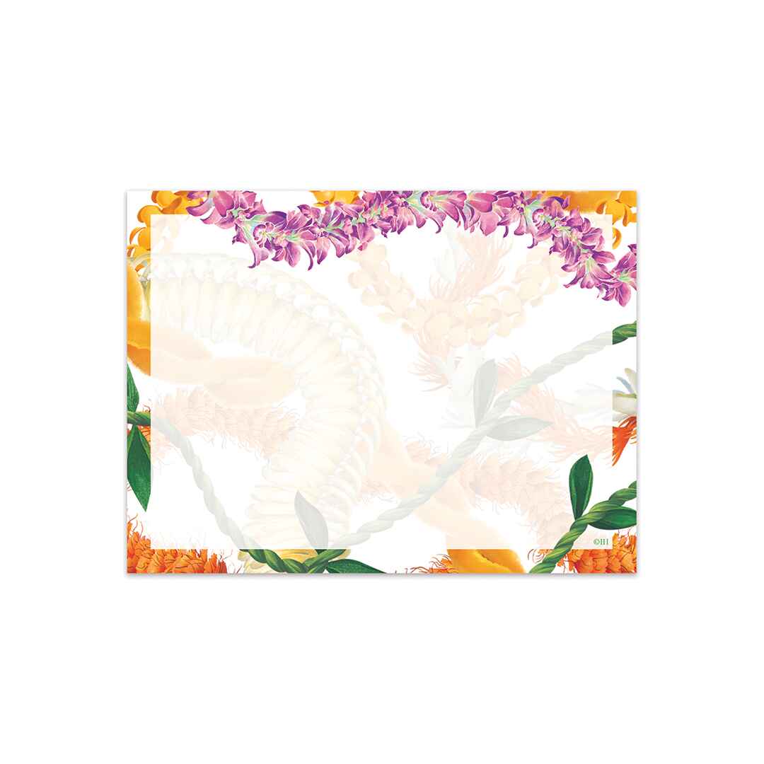 A rectangular stick 'n notes pad with a colorful floral design and a white background, adorned with a leafy pattern.