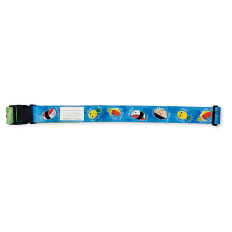 Keep your luggage secure with our durable and vibrant Luggage Straps. Each adjustable strap features a strong buckle to ensure your belongings stay safe during rough travel. With eye-catching designs, you can easily spot your suitcase at baggage claim. Made from resilient polyester, these straps are built to withstand the rigors of travel. Each strap includes a blank identification card for your information. Measuring approximately 71”L x 2”W, they come packaged with a backer card featuring an airplane hole