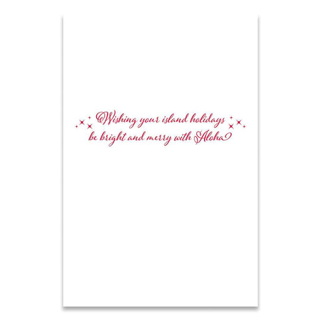 White Hawaii holiday greeting card with red words