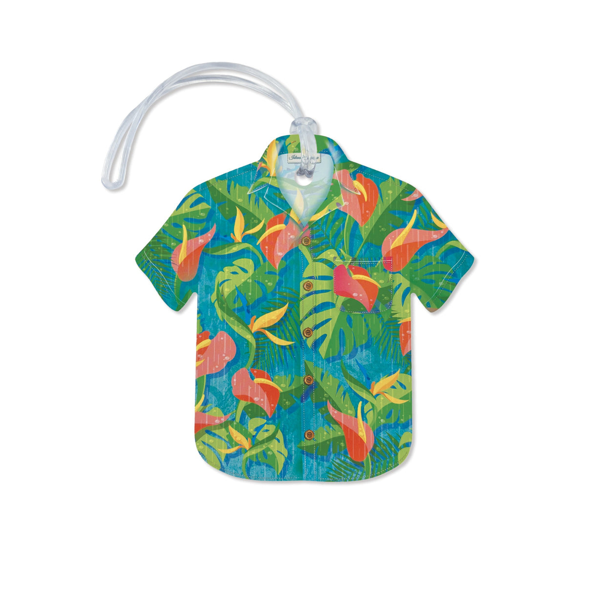 Aloha Shirt Luggage Tag, Rainforest, featuring a lush tropical foliage design