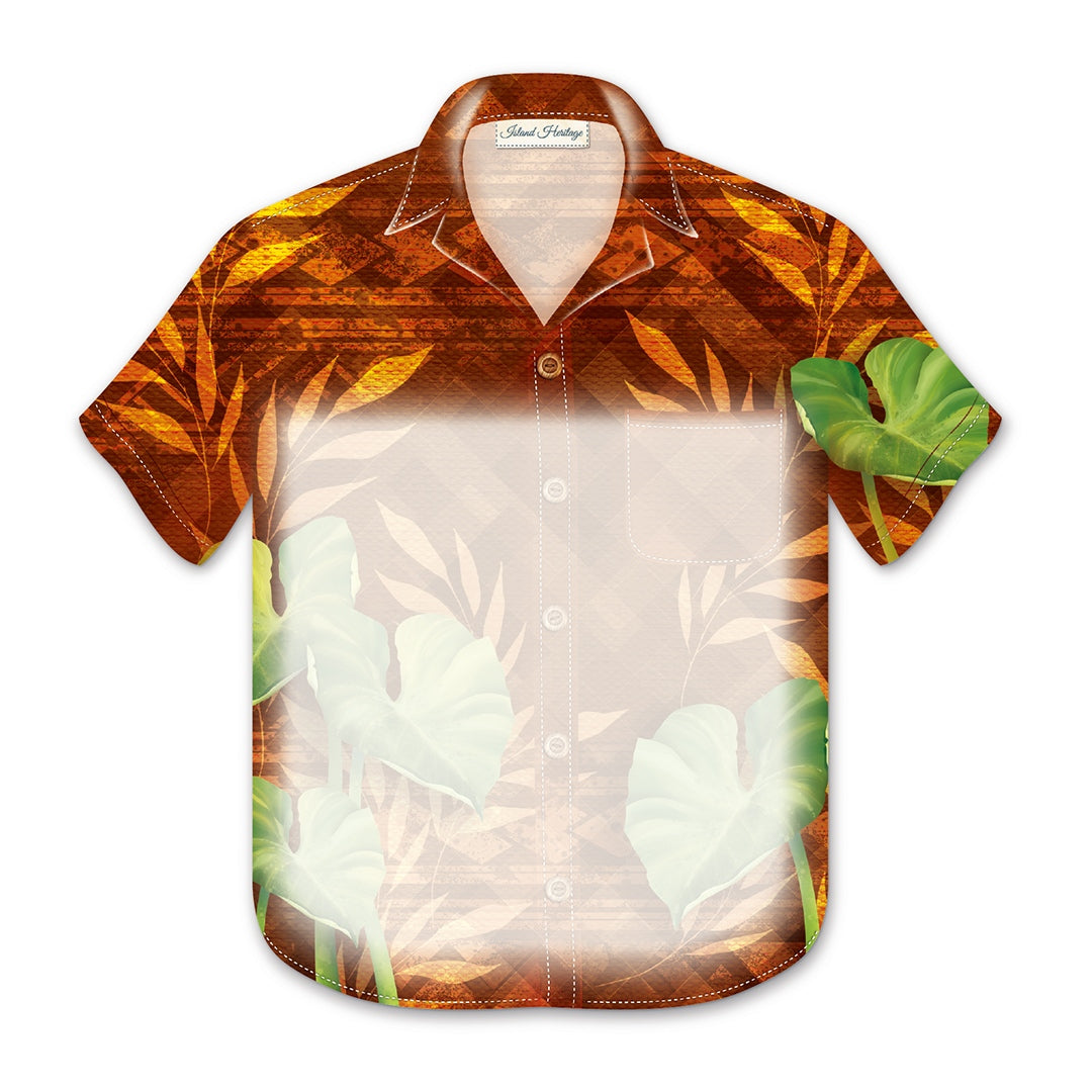 Aloha Shirt Magnetic Notepad, Kalo Tapa, featuring a vibrant Hawaiian-inspired kalo (taro) pattern with 80 sheets