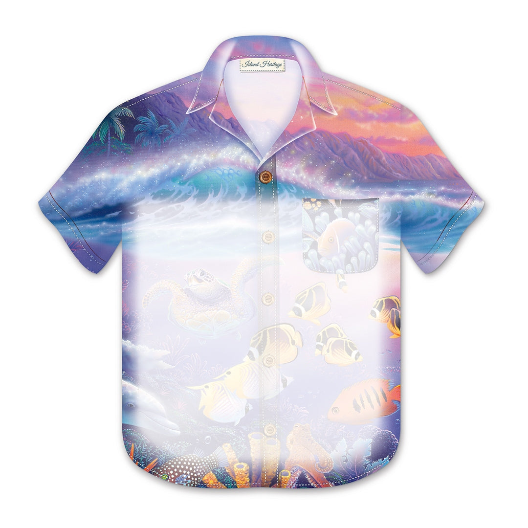 Aloha Shirt Magnetic Notepad, Tropical Treasures, showcasing the sturdy magnetic backing for easy attachment