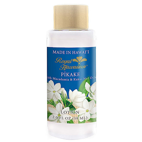 Royal Hawaiian Pikake Lotion bottle displaying ingredients and product details