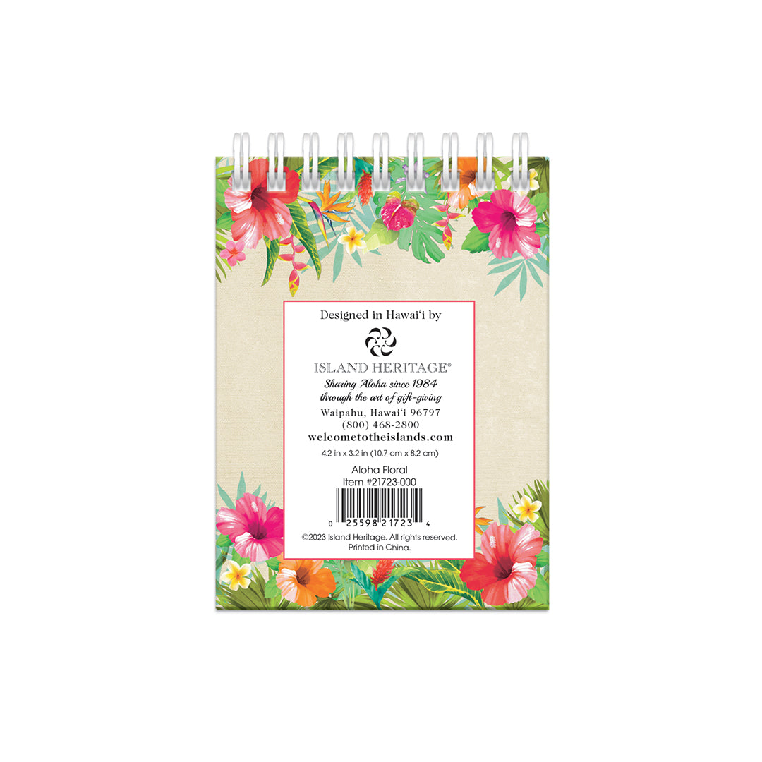 spiral note book Hawaii floral aloha back