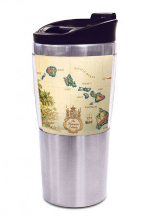 Stainless Steel Tumbler, Islands of Hawaii - Tan, 16 oz.