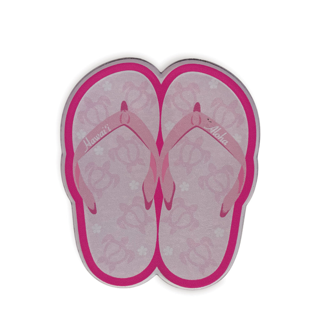 Pink Honu Slippahs Acrylic Magnet