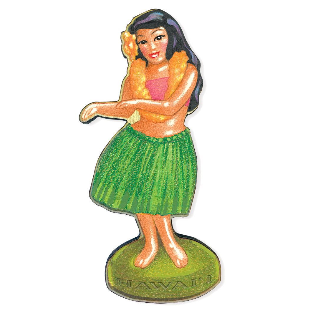 Dashboard Hula Girl Printed Wood Magnet