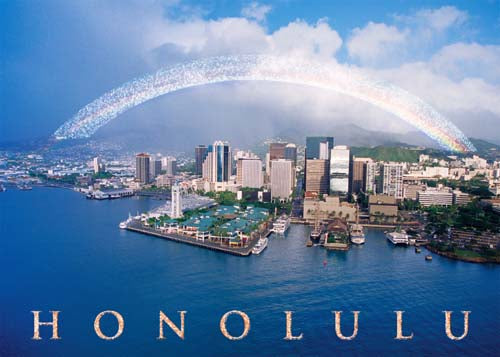 25-Pack Oahu Postcards Honolulu Rainbow 5x7