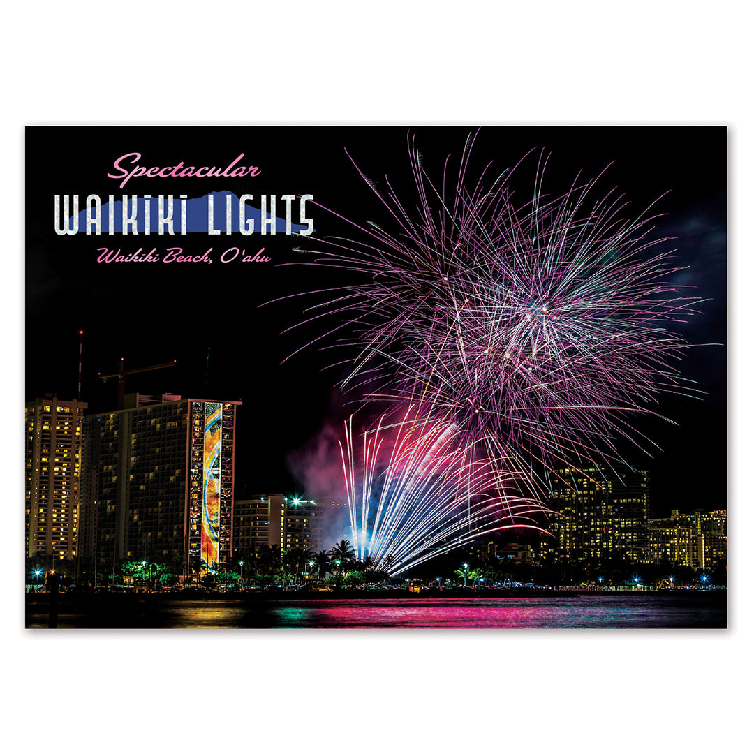 25-Pack Oahu Postcards Waikiki Lights 5x7
