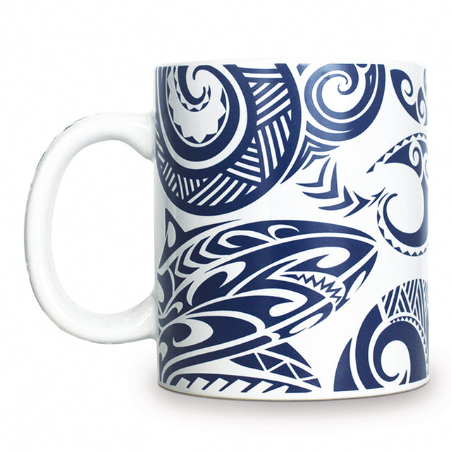 14 oz. Mug Tribal Shark Blue