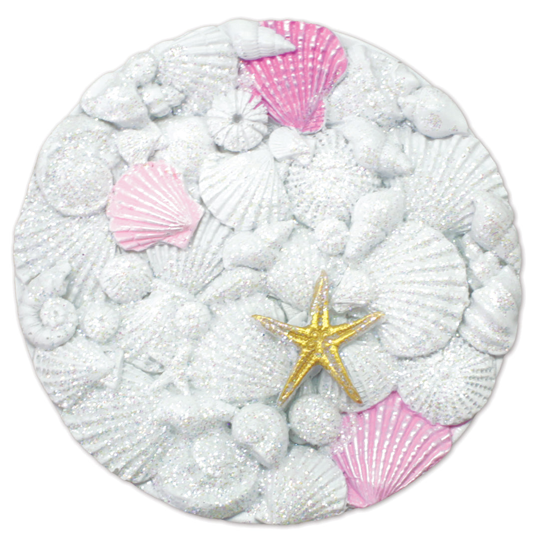 Shell Circle Coastal Hand Painted Polyresin Magnet