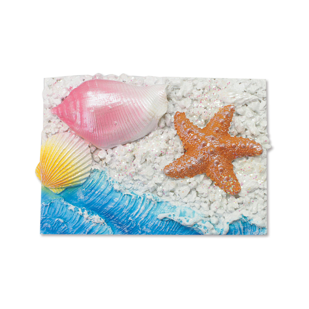 Rectangle Starfish Coastal Hand Painted Polyresin Magnet