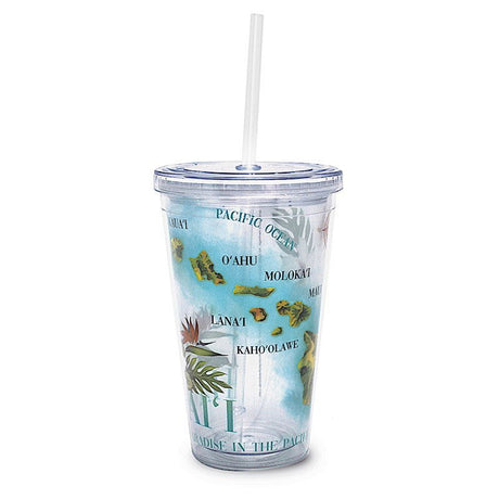 16 oz. Travel Tumbler with Straw, Map  