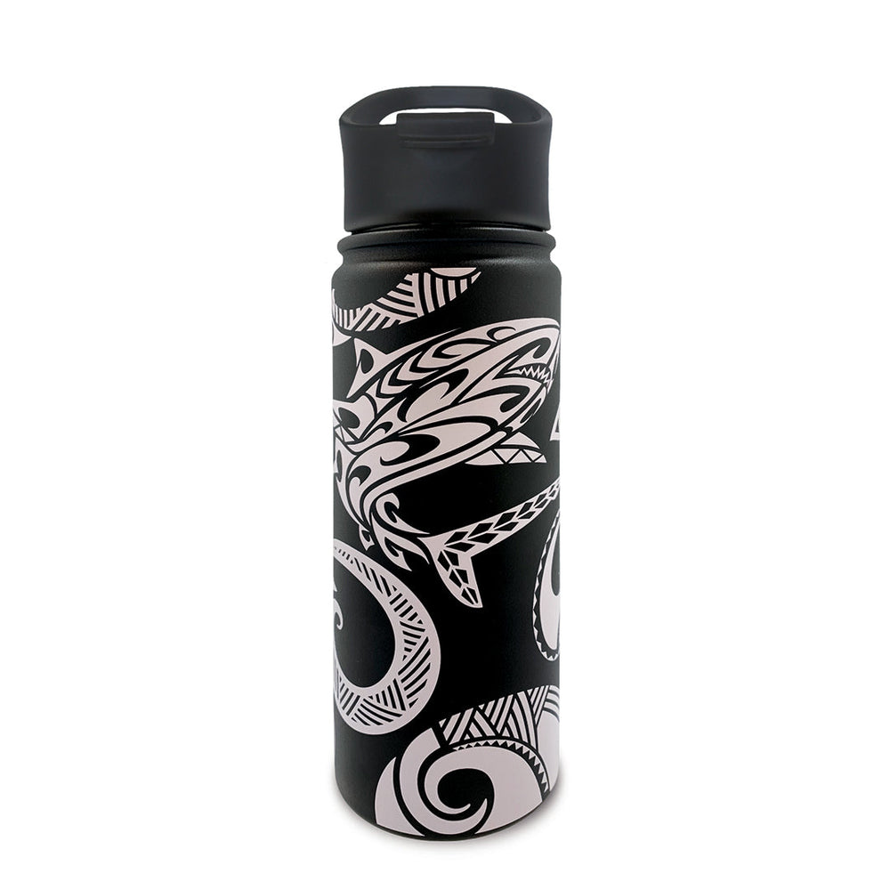 18.6 oz. Island Flask, Tribal Shark - Black  