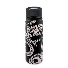 18.6 oz. Island Flask, Tribal Shark - Black  