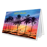 2025 pocket calendar adorned with an elegant evening palms design, perfect for staying organized on the go.