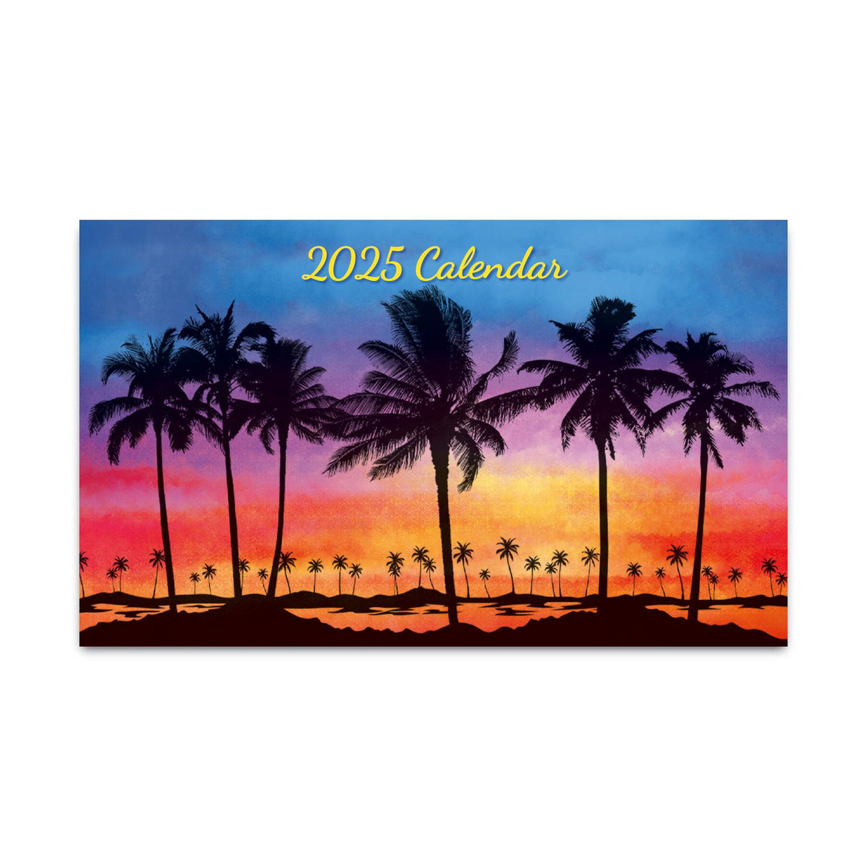 2025 pocket calendar adorned with an elegant evening palms design, perfect for staying organized on the go.