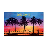 2025 pocket calendar adorned with an elegant evening palms design, perfect for staying organized on the go.