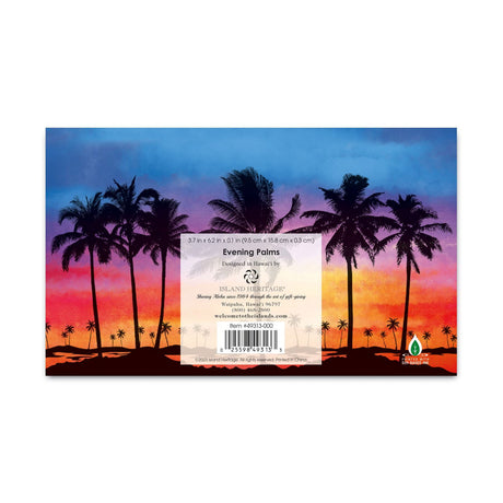 Stylish 2025 pocket calendar showcasing a tranquil evening palms motif, perfect for daily reminders and notes.