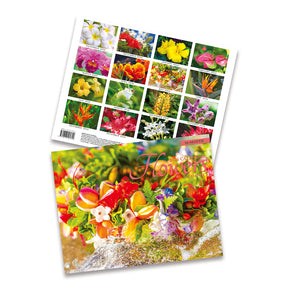 hawaii floral calendar with colorful flower images