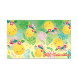 2026 pocket calendar with pineapple design on a green background
