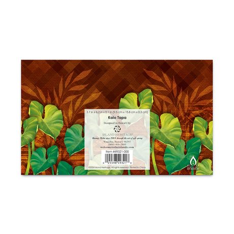 Kala Tapa pocket calendar back view with leaf pattern and brand label