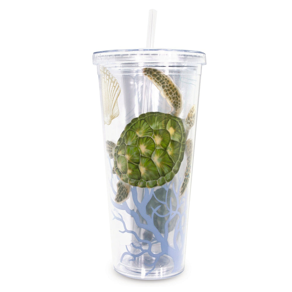 24 oz. Travel Tumbler with Straw, Honu Voyage  