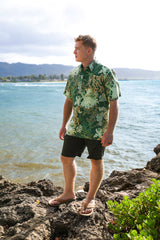 Coral Green Mens Aloha Shirt