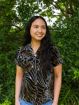 Coral Reef Brown Womens Aloha Shirt