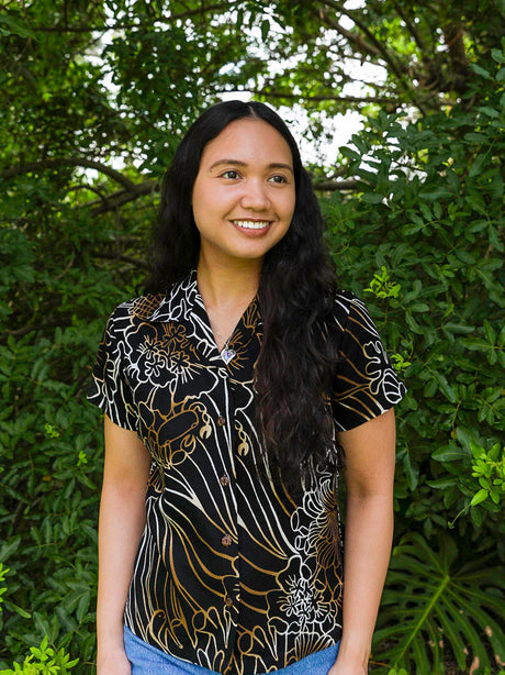 Coral Reef Brown Womens Aloha Shirt