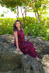 Monstera Red Women's Knit Midi Dress