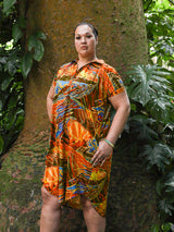 Hypnotik Waves Fiery Sunset Womens Collared Short Sleeve Dress