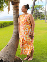Pipeline Coral Womens Long Bias Midi Dress