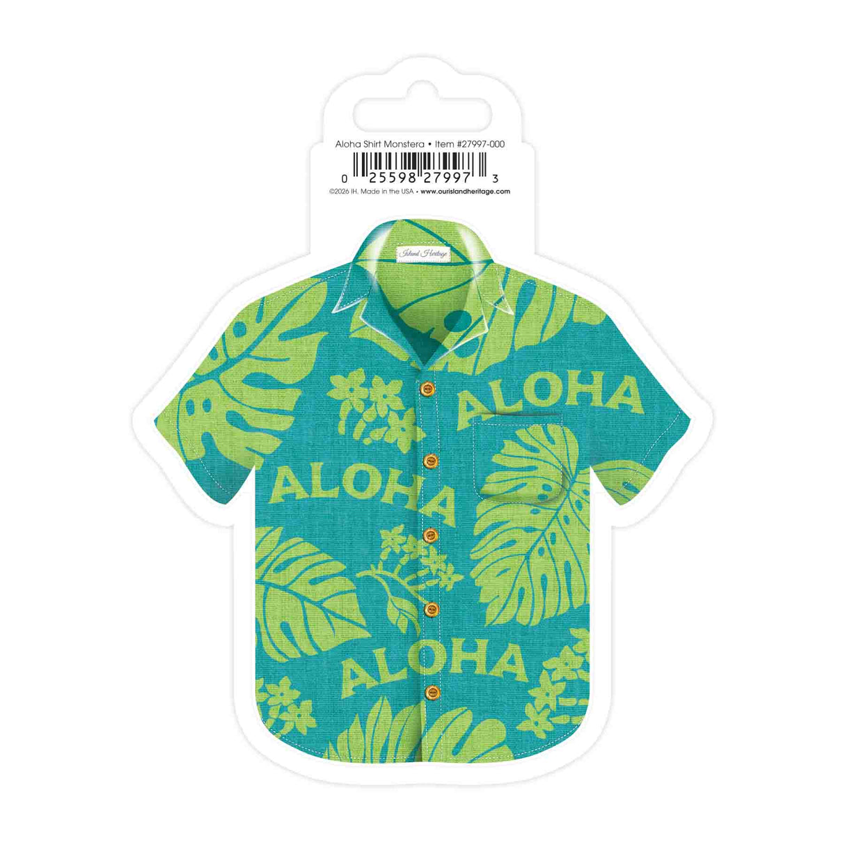 Aloha Shirt Monstera Glossy Sticker