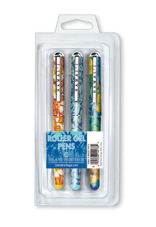 3-pack rollerball pens with a floral design, showcasing colorful flower patterns, ideal for adding elegance and style to your writing.