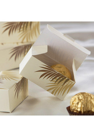 Wedding Favor Rectangular Gift Box Palm Frond Cream 12-Pack