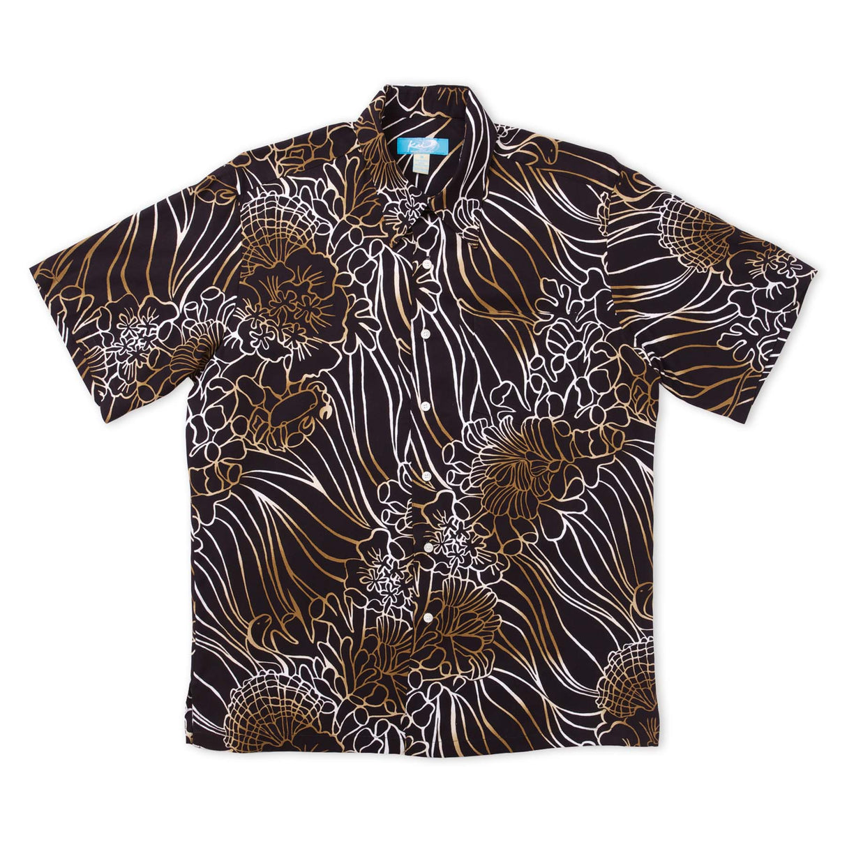 Coral Reef Black & Brown Men's Aloha Shirt