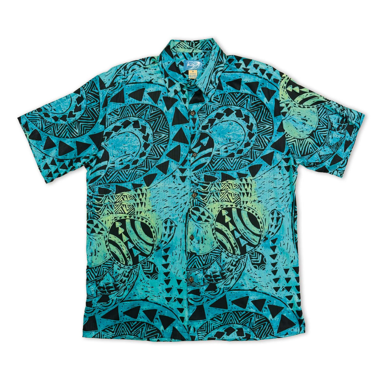 Honu Strength Teal Mens Aloha Shirt