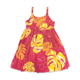 Monstera Waves II Guava Girls' Dress
