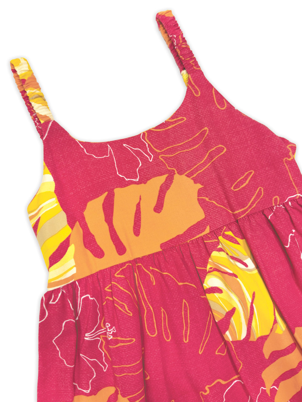 Monstera Waves II Guava Girls' Dress