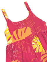 Monstera Waves II Guava Girls' Dress