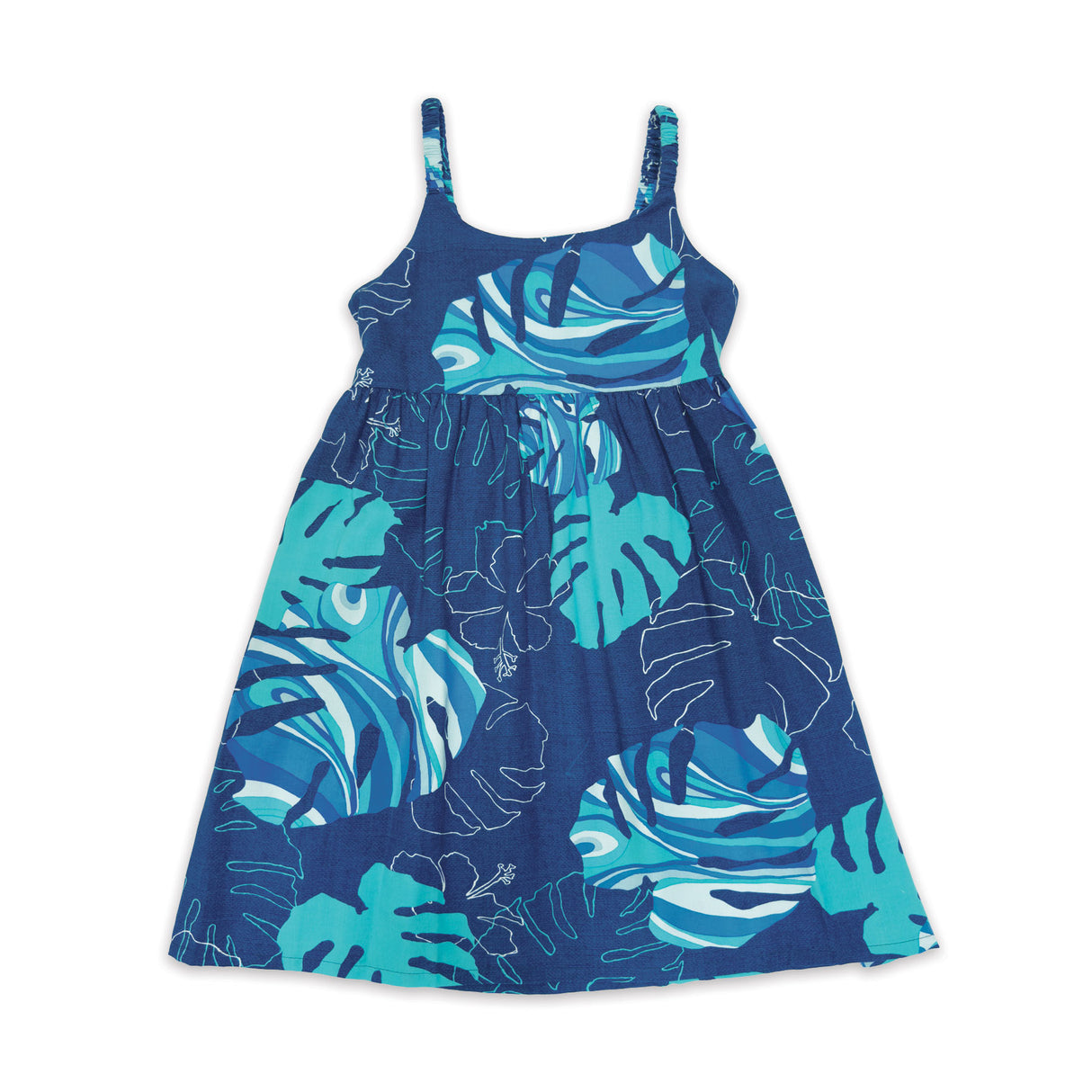 Monstera Waves II Blueberry Girls Dress