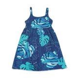 Monstera Waves II Blueberry Girls Dress