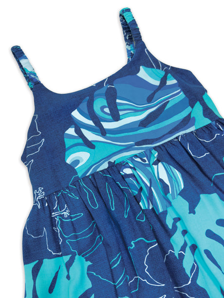Monstera Waves II Blueberry Girls Dress