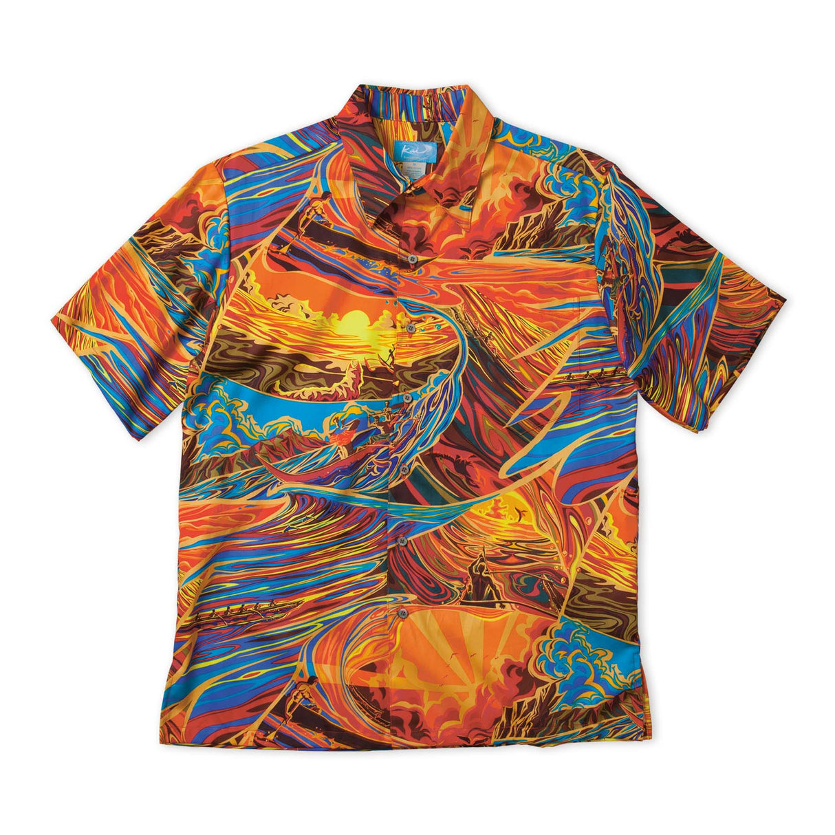Hypnotic Waves Fiery Sunset Men's Aloha Shirt